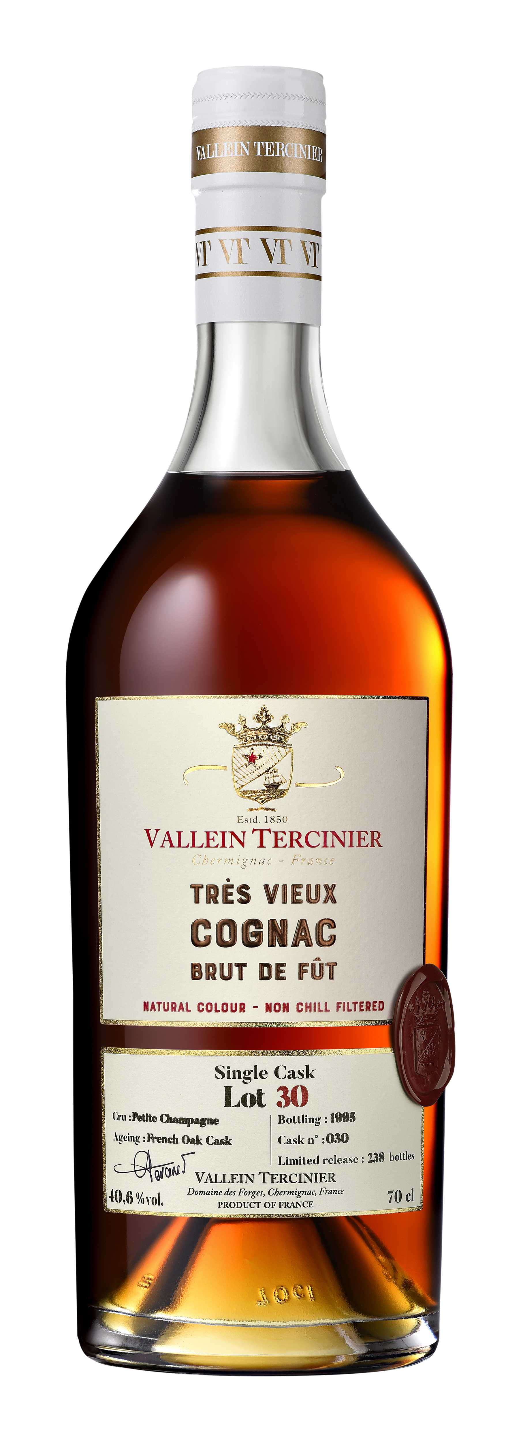 Vallein-Tercinier Cognac Petite Champagne Très Vieux Lot 30 Single Cask 1930